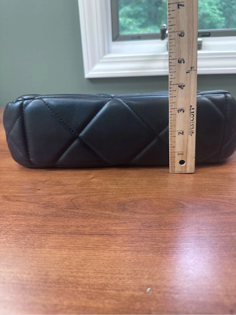 Badgley Mischka Vegan Leather Quilted Stud Shoulder Bag With Chain Strap, Black